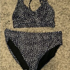 Black and White Polka Dot Bikini Set
